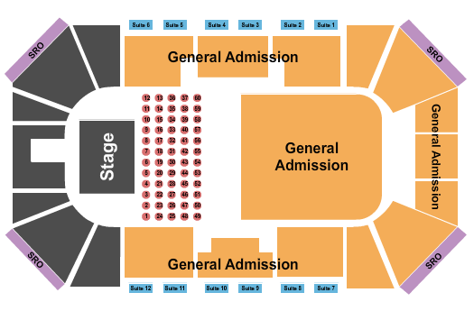 Liberty First Credit Union Arena Seating Chart: VIP/Tables/UpperGA