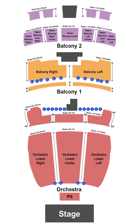 Lila Cockrell Theatre Seating Chart: Endstage Pit