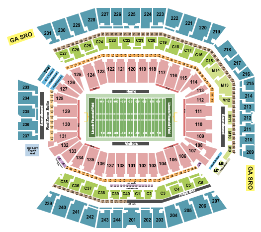 Lincoln Financial Field Seating Chart: Football RW