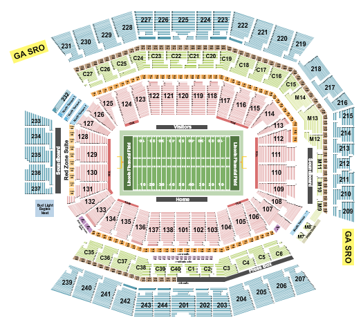 Lincoln Financial Field Seating Chart: Football RW