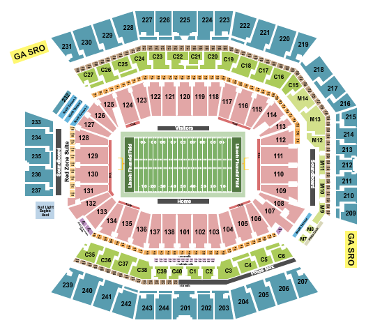 Lincoln Financial Field Seating Chart: Football RW