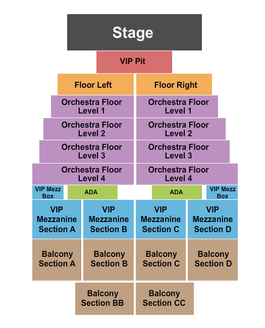 Lincoln Square Theatre Seating Chart: Endstage w/ VIP Pit
