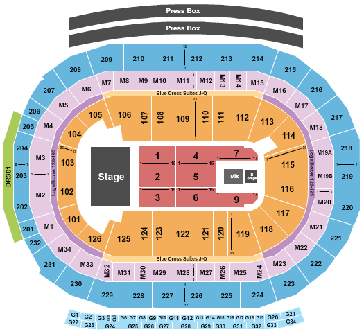 Little Caesars Arena Seating Chart: Endstage with B Stage
