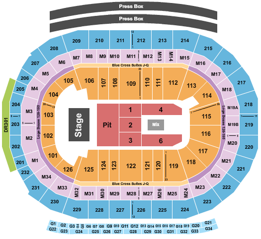 Little Caesars Arena Seating Chart: Pit GA/ Flr Rsv 1-6, no 5