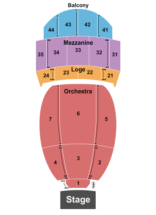 Loew's Jersey Theatre Seating Chart: Endstage
