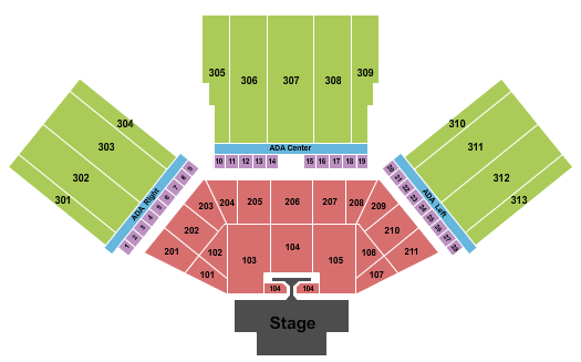 Long Beach Amphitheater Seating Chart: Endstage with Catwalk