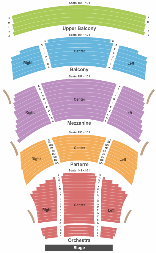 Dell Hall at Long Center For The Performing Arts Seating Chart: End Stage