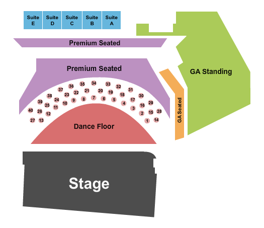 Longhorn Ballroom Seating Chart: End Stage Dance Floor 2