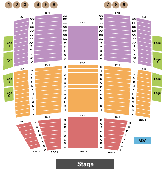 Lorain Palace Theatre Seating Chart: Endstage with Tables