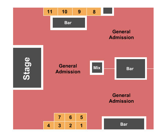 Lori's Road House Seating Chart: GA & Tables