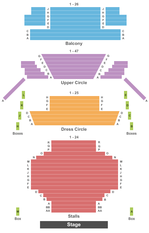 Lyric Theatre Shaftesbury Seating Chart: End Stage