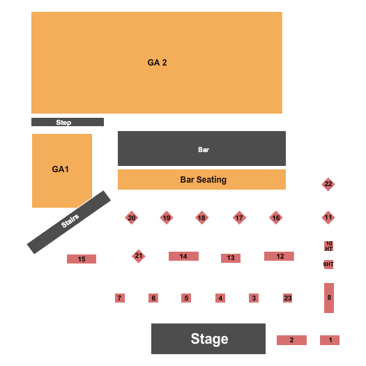 MAD House 101 Restaurant & Bar Seating Chart: Endstage GA