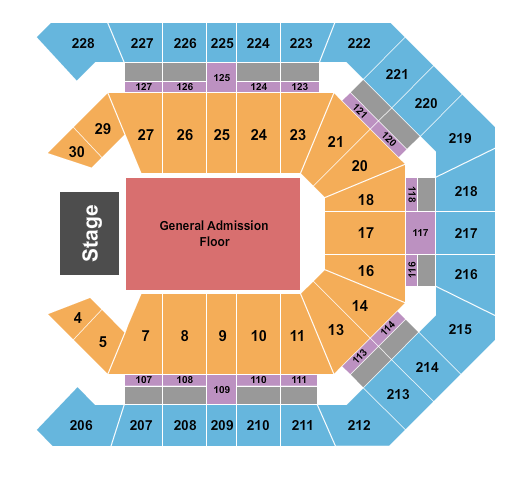 MGM Grand Garden Arena Seating Chart: End Stage GA Floor