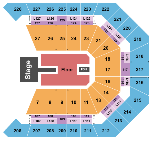 MGM Grand Garden Arena Seating Chart: Endstage GA Floor w/ Catwalk