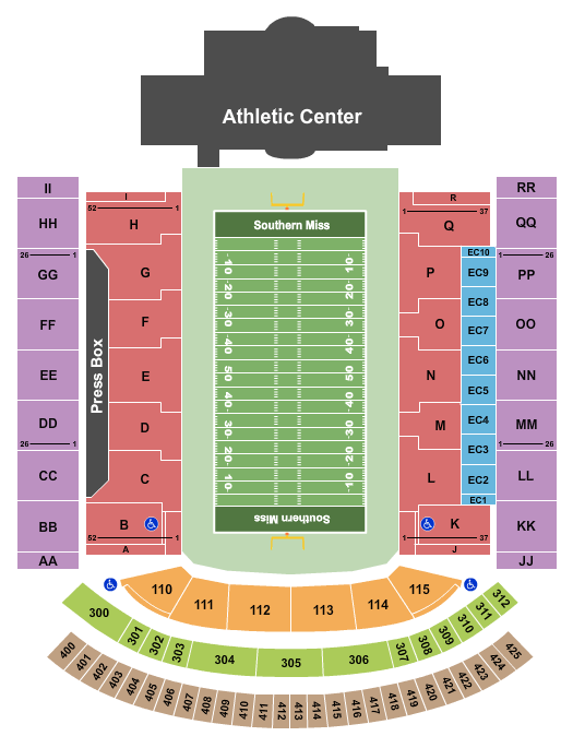 M. M. Roberts Stadium Seating Chart: Football