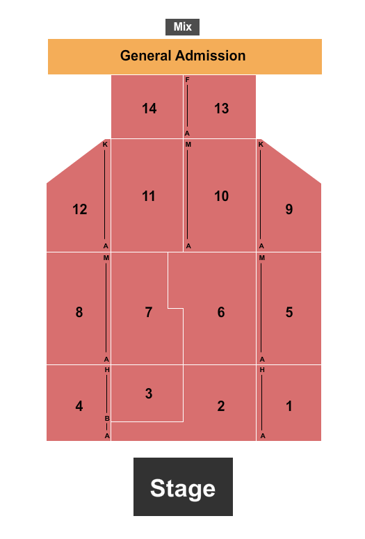 M Resort Spa Casino Seating Chart: Endstage RSV 1-14 & GA 2