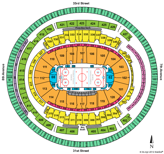 Madison Square Garden Seating Chart: Hockey