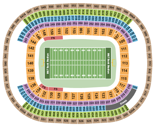 M&T Bank Stadium Seating Chart: Football NO VFS