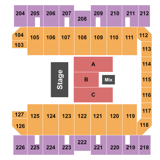 Macon Centreplex - Coliseum Seating Chart: End Stage 4