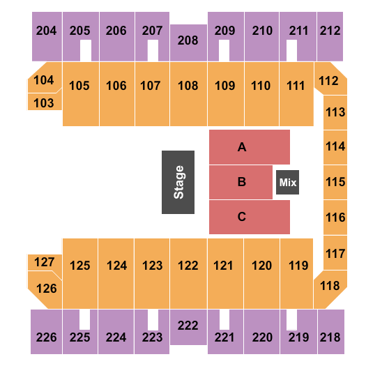 Macon Centreplex - Coliseum Seating Chart: Half House 2