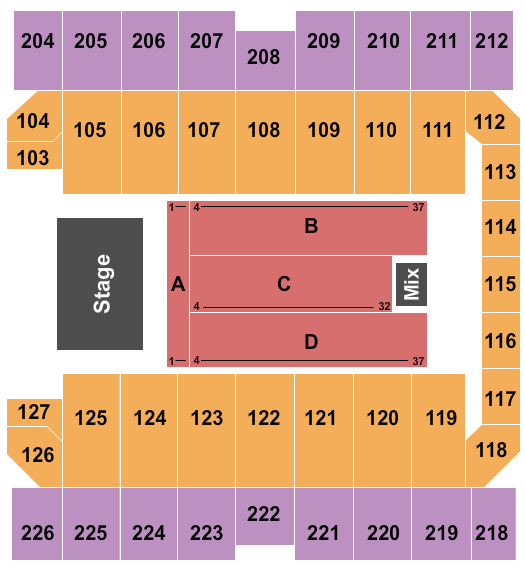 Macon Centreplex - Coliseum Seating Chart: Endstage 6