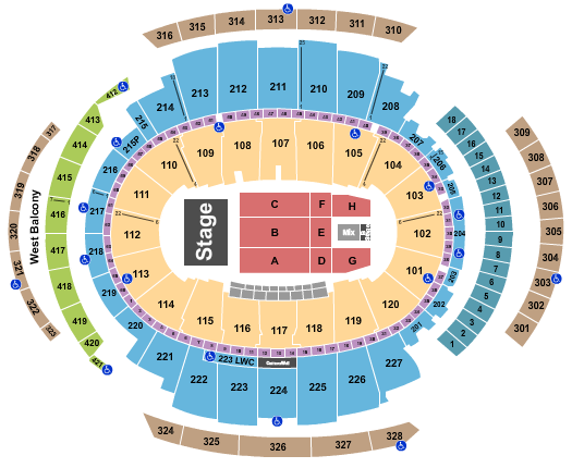 Madison Square Garden Seating Chart: Endstage with B Stage