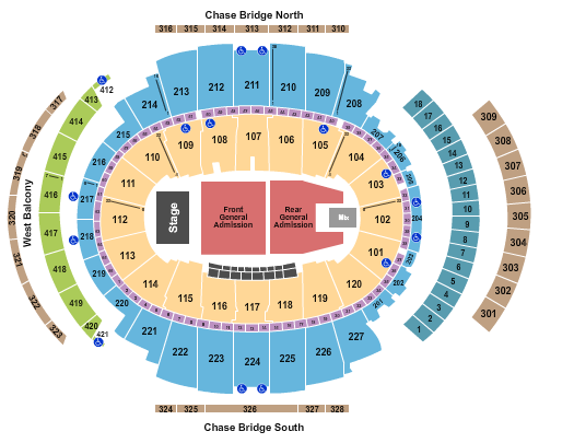 Madison Square Garden Seating Chart: Endstage GA Front/Rear 2
