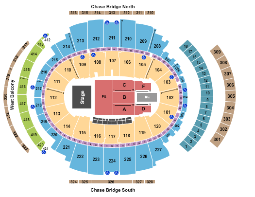 Madison Square Garden Seating Chart: Endstage Pit & Floor A-F