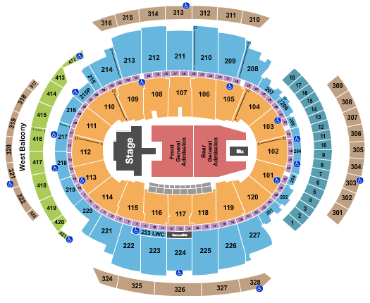 Madison Square Garden Seating Chart: GA Front/Rear