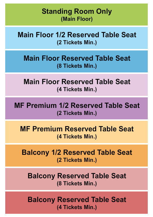 Madlife Stage & Studios Seating Chart: MF/Prem/Balc/SRO