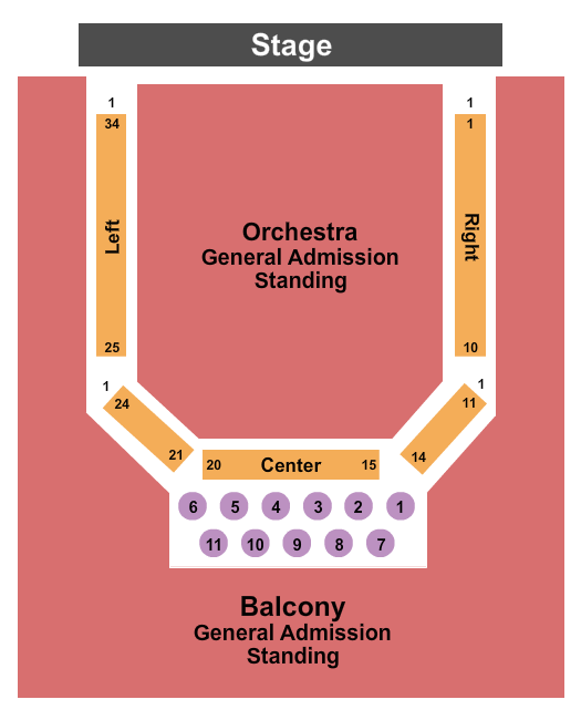 Madrid Theatre Seating Chart: Endstage - Cab & High Tops