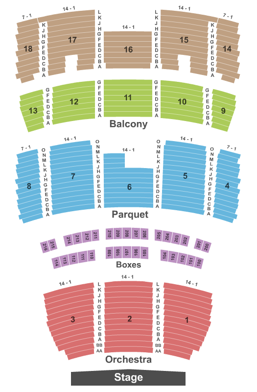 Mahalia Jackson Theater for the Performing Arts Seating Chart: End Stage