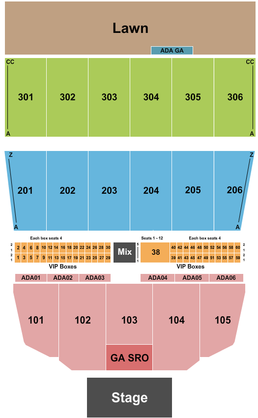 Maine Savings Amphitheater Seating Chart: Endstage Middle SRO