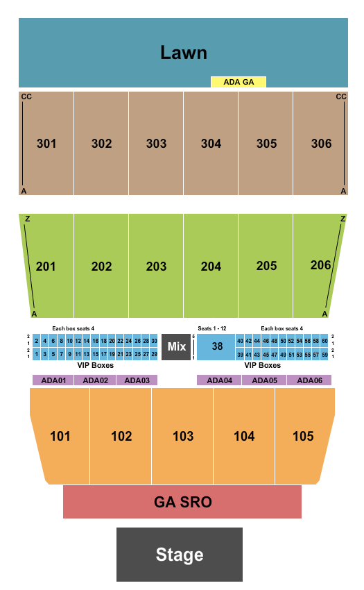 Maine Savings Amphitheater Seating Chart: Endstage Small SRO
