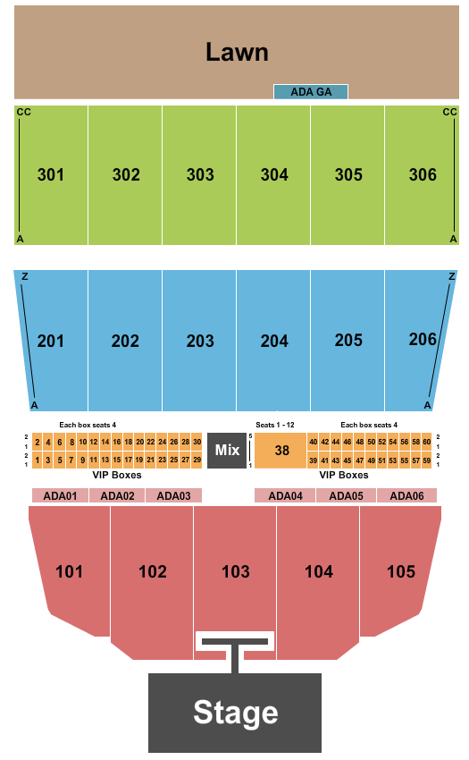 Maine Savings Amphitheater Seating Chart: Endstage with Catwalk
