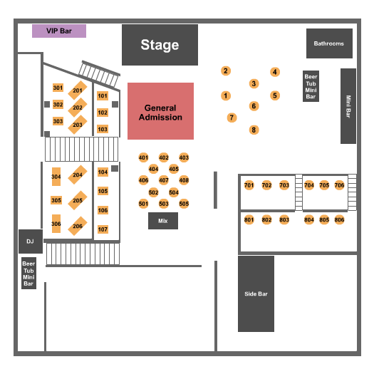 Mainland Music Hall Seating Chart: GA & Tables 4
