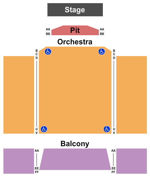 Majestic Theatre - PA Seating Chart: End Stage