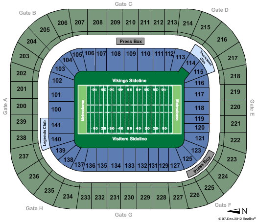 Mall of America Field At Hubert H Humphrey Metrodome Seating Chart