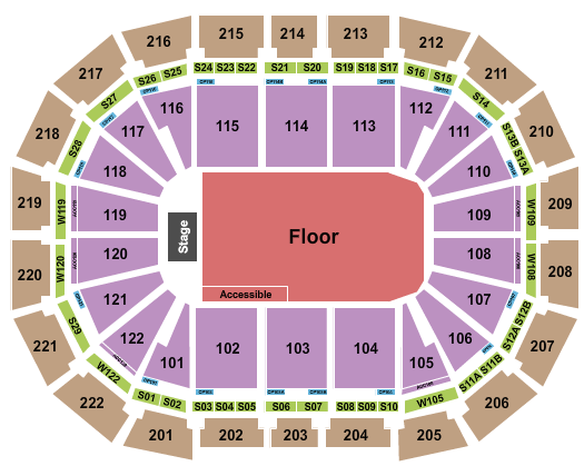 AO Arena Seating Chart: Endstage GA Floor ADA