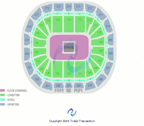 AO Arena Seating Chart: Center Stage w/GA Floor