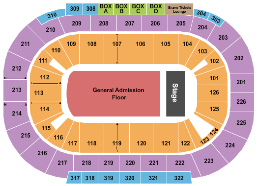 Michelob ULTRA Arena At Mandalay Bay Seating Chart: End Stage GA
