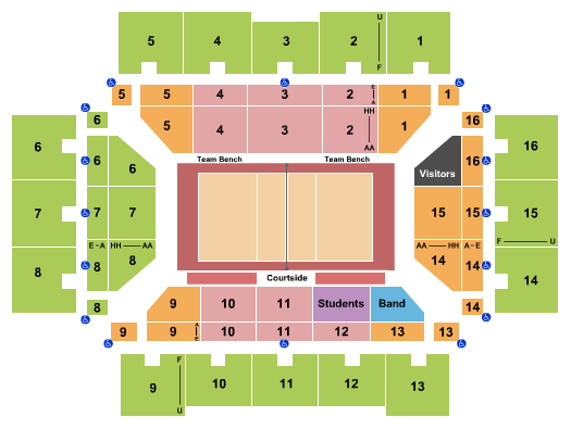 Maples Pavilion Seating Chart: Volleyball 2022