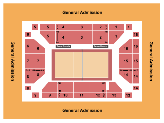 Maples Pavilion Seating Chart: Volleyball 2
