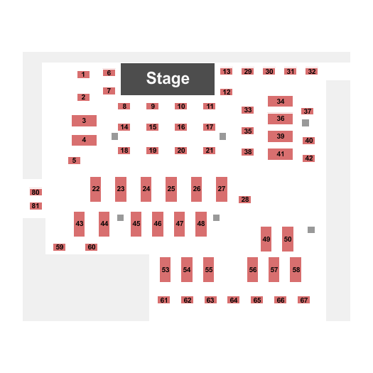 Mark Ridley's Comedy Castle Seating Chart: Endstage Tables