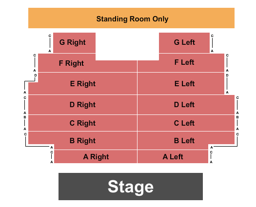 Marquee Theatre - AZ Seating Chart: Endstage A-G