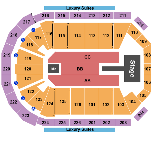Maverik Center Seating Chart: Endstage w/ Catwalk