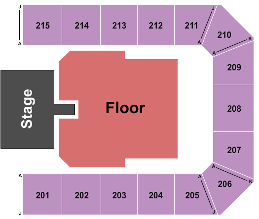 Mayo Civic Center Auditorium Seating Chart: Endstage GA Floor w/ Catwalk
