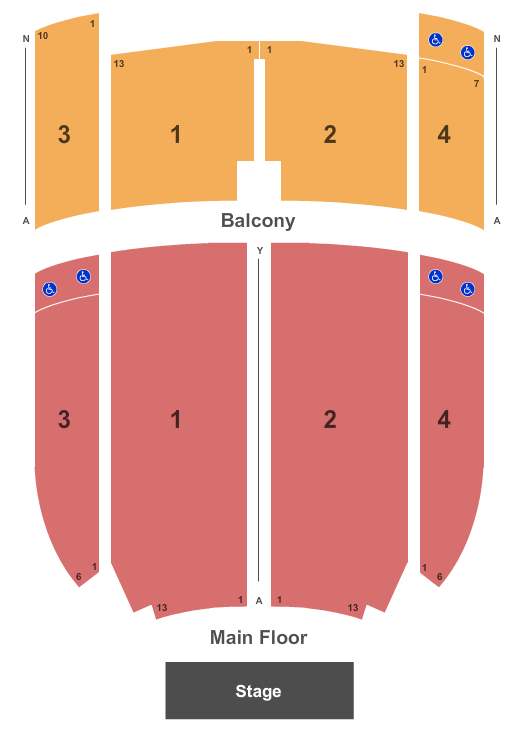 Mayo Civic Center Presentation Hall Seating Chart: End Stage
