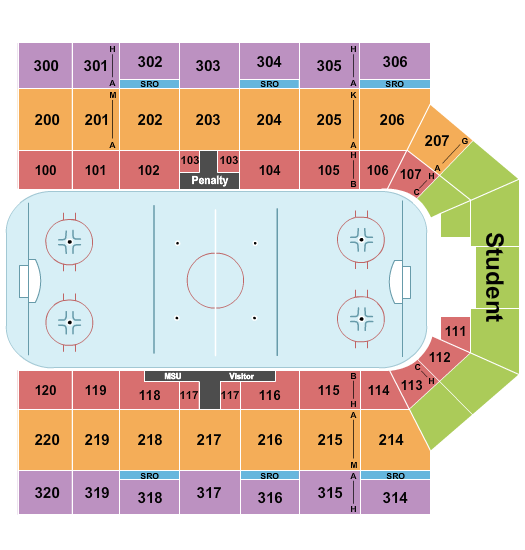 Mayo Clinic Health System Event Center Seating Chart: Hockey w/ Student