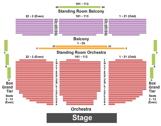 McCarter Theatre Center Seating Chart: End Stage